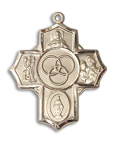 Blended Family 5-Way Medal - 14kt Gold 1 1/4 x 1 Pendant 5710