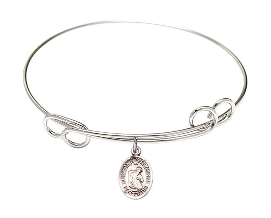 Blessed Herman The Cripple Double Loop Bangle Bracelet - Sterling Silver Charm 9403SS