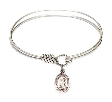 Blessed Herman The Cripple Round Eye Hook Bangle Bracelet - Sterling Silver Charm - 6.25 Inch (9403SS)