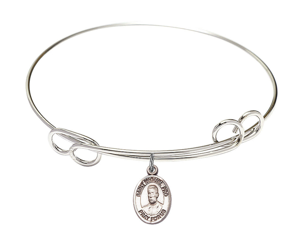 Blessed Miguel Pro Double Loop Bangle Bracelet - Sterling Silver Charm 9389SS