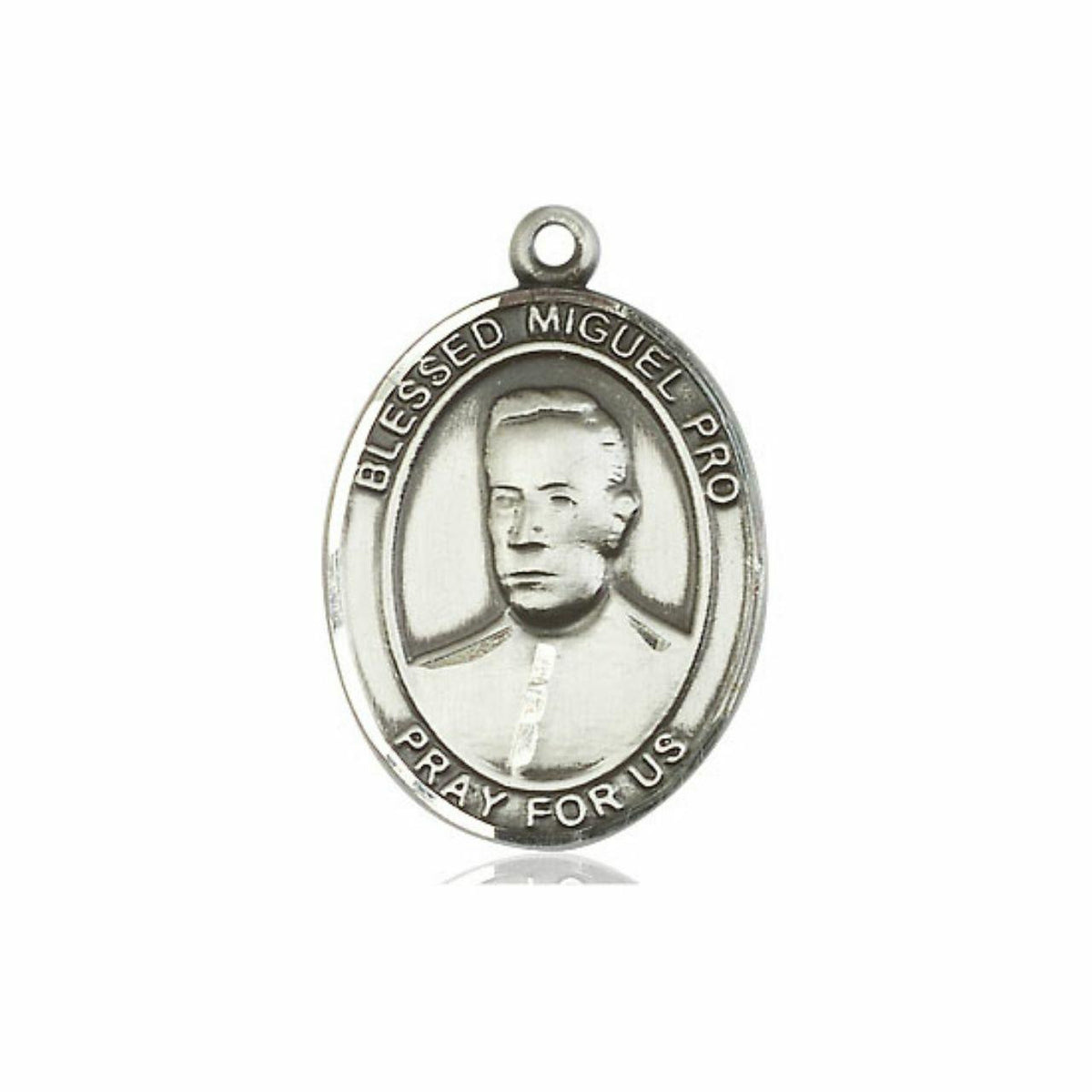 Blessed Miguel Pro Medal - Sterling Silver Oval Pendant 3 Sizes