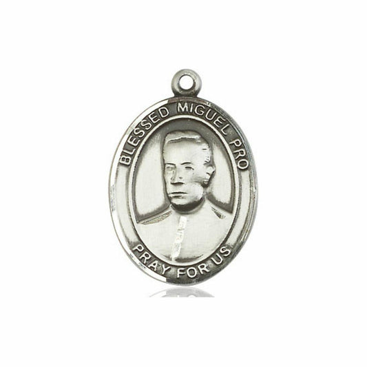 Blessed Miguel Pro Medal - Sterling Silver Oval Pendant 3 Sizes