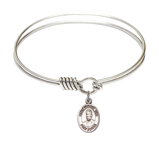 Blessed Miguel Pro Round Eye Hook Bangle Bracelet - Sterling Silver Charm - 6.25 Inch 9389SS