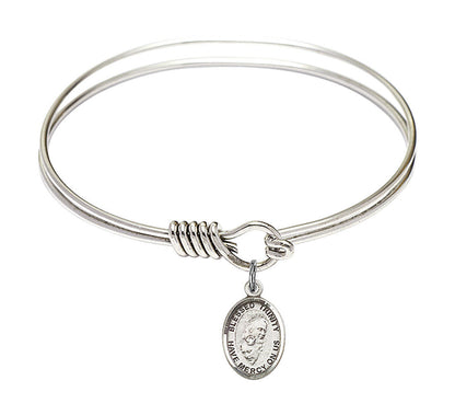 Blessed Trinity Round Eye Hook Bangle Bracelet - Sterling Silver Charm - 6.25 Inch 9249SS
