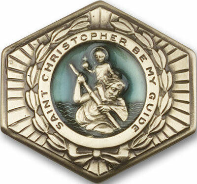 Blue St Christopher Visor Clip - Gold Finish 1022EVG