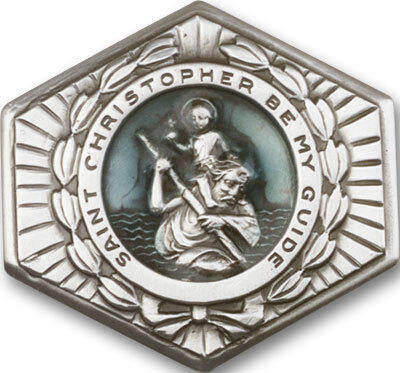 Blue St Christopher Visor Clip - Silver Finish 1022EV