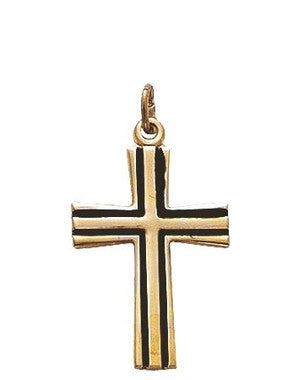 Boy's Flared Antique Cross Necklace - 24KT Gold Over Sterling Silver Pendant on 18" Gold Plated Chain (SX8068VH)