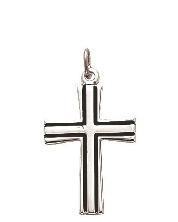 Boys Flared Antique Cross Necklace - Sterling Silver Pendant on 18 Stainless Chain SX8068SH