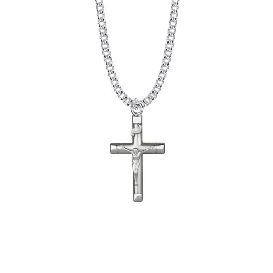 Bright Ends Crucifix Necklace - Sterling Silver Pendant On 24 Stainless Steel Chain SX8709SH