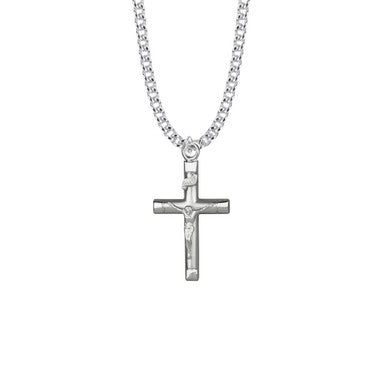 Bright Ends Crucifix Necklace - Sterling Silver Pendant On 24" Stainless Steel Chain (SX8709SH)