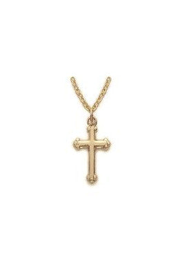 Budded Cross Necklace - Gold-Filled Pendant on 16" Gold-Plated Chain (SX0731GH)