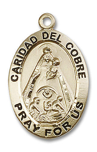 Caridad Del Cobre Medal - 14kt Gold 1 x 5/8 Oval Pendant 4031
