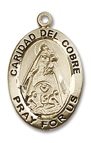Caridad Del Cobre Medal - 14kt Gold 3/4 x 1/2 Oval Pendant 3991