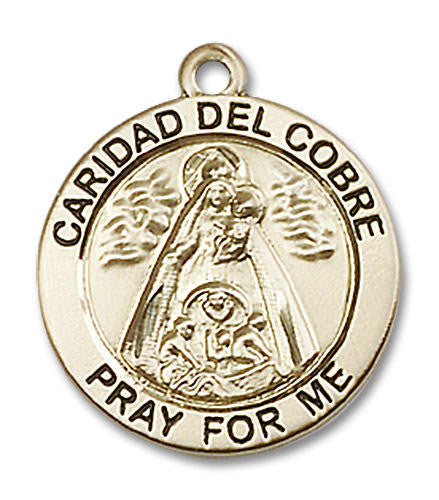 Caridad Del Cobre Medal - 14kt Gold 3/4 x 3/4 Round Pendant 4063
