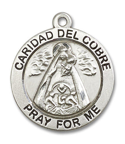 Caridad Del Cobre Medal - Sterling Silver 1 x 7/8 Round Pendant 4086SS