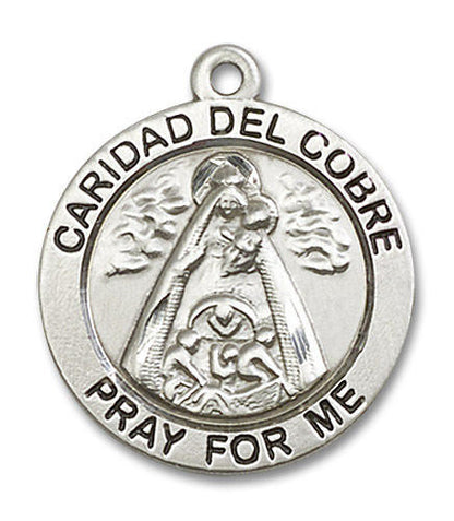Caridad Del Cobre Medal - Sterling Silver 1 x 7/8 Round Pendant 4086SS
