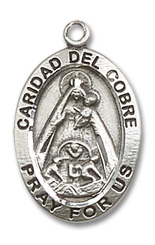 Caridad Del Cobre Medal - Sterling Silver 3/4 x 1/2 Oval Pendant 3991SS