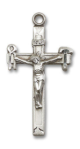 Carpenter Crucifix Pendant - Sterling Silver 1 3/8 x 3/4 2194SS