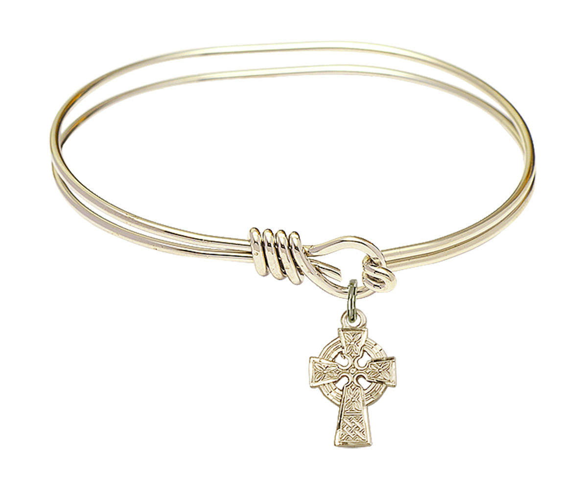 Celtic Cross Eye Hook Bangle Bracelet - Gold-Filled Charm 4133GF