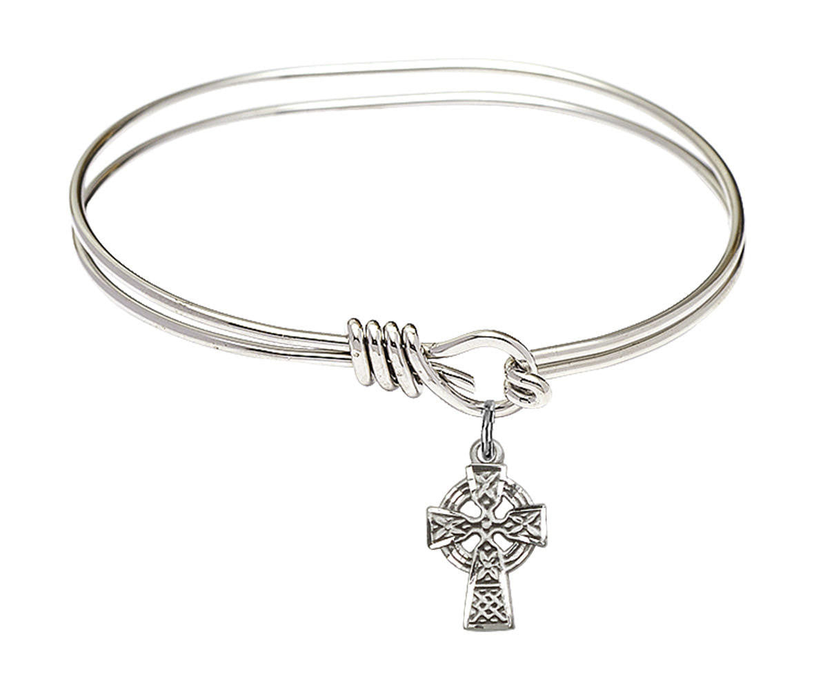 Celtic Cross Eye Hook Bangle Bracelet - Sterling Silver Charm 4133SS