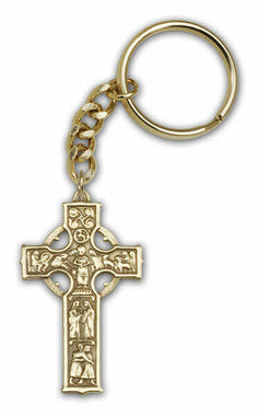 Celtic Cross Keychain - Gold Finish
