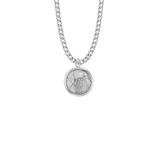 Christ Strengthens Me Boys Basketball Necklace - Sterling Silver Pendant On 20 Stainless Chain SM0951SH