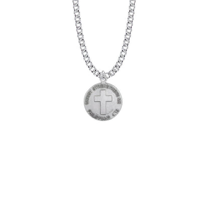 Christ Strengthens Me Boys Basketball Necklace - Sterling Silver Pendant On 20 Stainless Chain SM0951SH