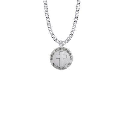 Christ Strengthens Me Boys Ice Hockey Necklace - Sterling Silver Medal On 20 Stainless Chain SM0954SH