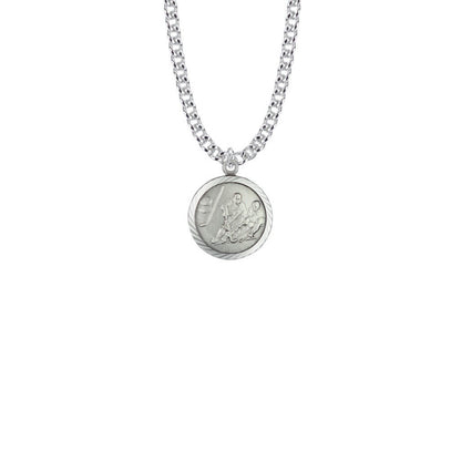 Christ Strengthens Me Boys Ice Hockey Necklace - Sterling Silver Medal On 20 Stainless Chain SM0954SH