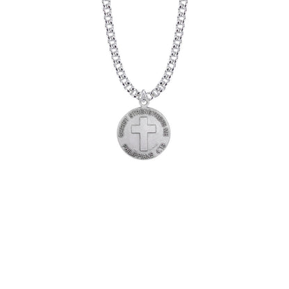 Christ Strengthens Me Football Necklace - Sterling Silver Pendant On 20 Stainless Chain SM0950SH