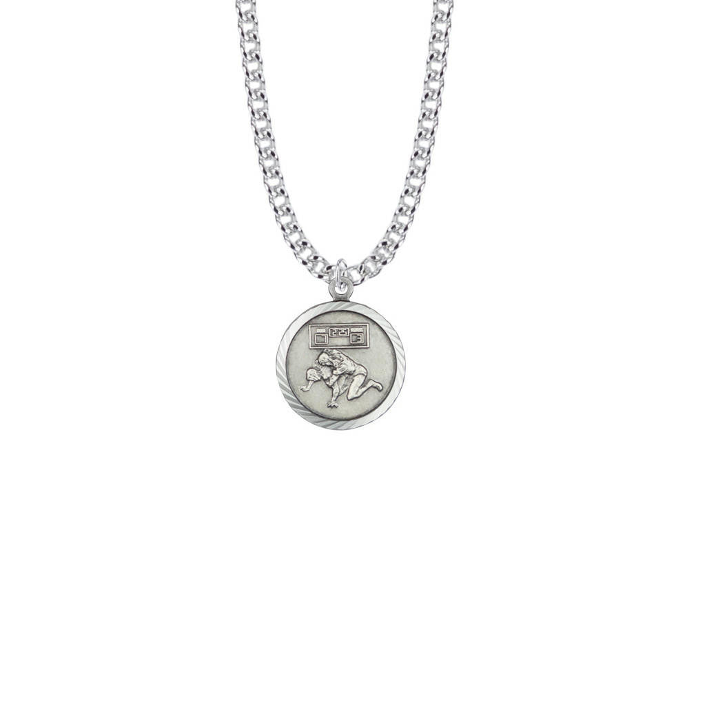 Christ Strengthens Me Wrestling Necklace - Sterling Silver Pendant On 20 Stainless Chain SM8607SH
