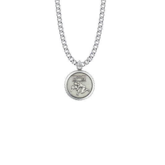 Christ Strengthens Me Wrestling Necklace - Sterling Silver Pendant On 20 Stainless Chain SM8607SH