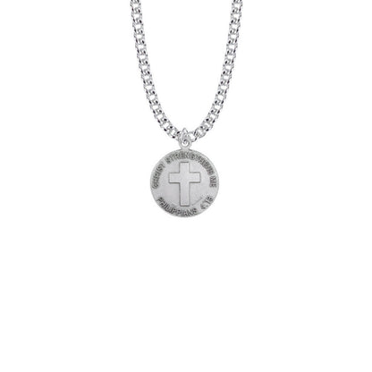 Christ Strengthens Me Wrestling Necklace - Sterling Silver Pendant On 20 Stainless Chain SM8607SH