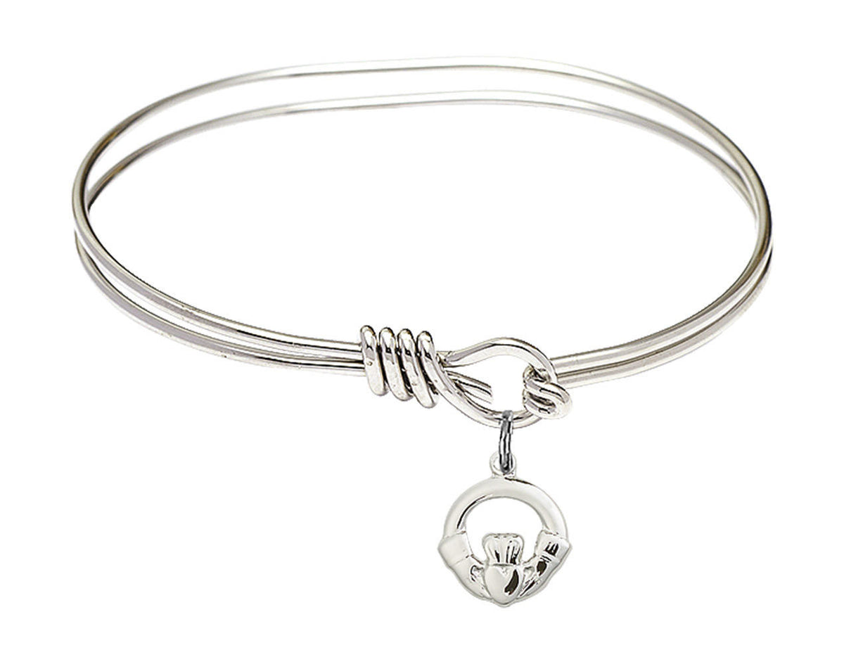 Claddagh Eye Hook Bangle Bracelet - Sterling Silver Charm 4113SS
