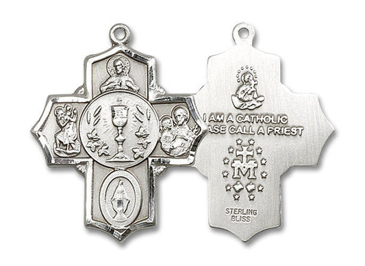 Communion 5-Way Medal - Sterling Silver Pendant 2 Sizes
