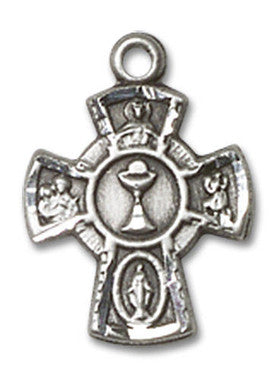 Communion Chalice 5-Way Medal - Sterling Silver Pendant (0845SS)
