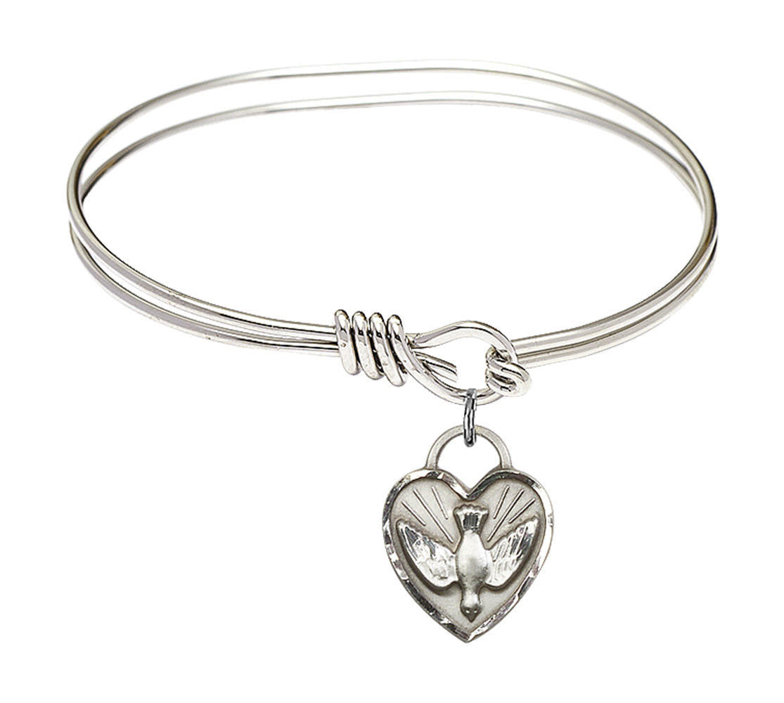 Confirmation Heart Eye Hook Bangle Bracelet - Sterling Silver Charm 3405SS