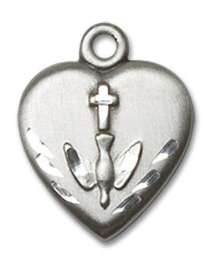 Confirmation Heart Pendant - Sterling Silver 5/8" x 1/2" (0891SS)