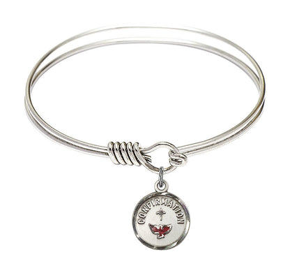 Confirmation Round Eye Hook Bangle Bracelet - Sterling Silver Charm - 6.25 Inch 0601XSS