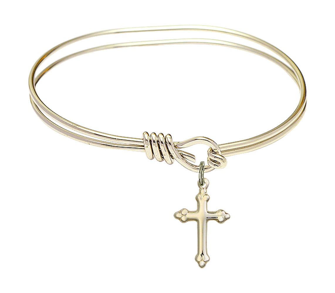 Cross Charm Eye Hook Bangle Bracelet - Gold-Filled Charm 4158CGF