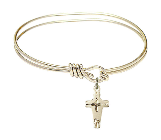 Cross Eye Hook Bangle Bracelet - Gold-Filled Charm 2527GF