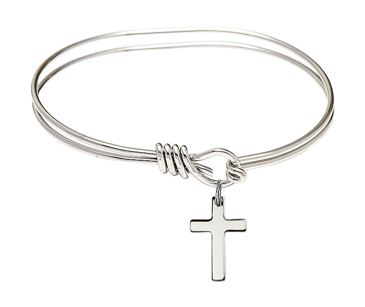 Cross Eye Hook Bangle Bracelet - Sterling Silver Charm 0111YSS