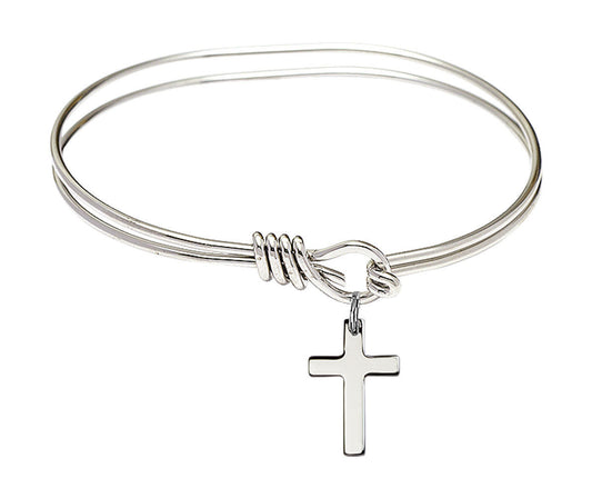 Cross Eye Hook Bangle Bracelet - Sterling Silver Charm 0111YSS