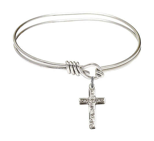Cross Eye Hook Bangle Bracelet - Sterling Silver Charm 0672YSS