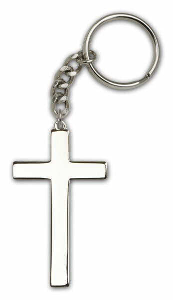 Cross Keychain - Silver Plated