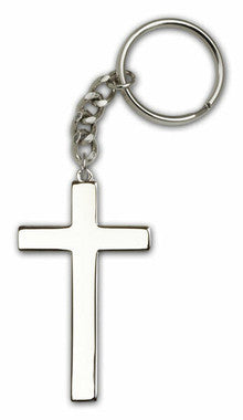 Cross Keychain - Silver Plated