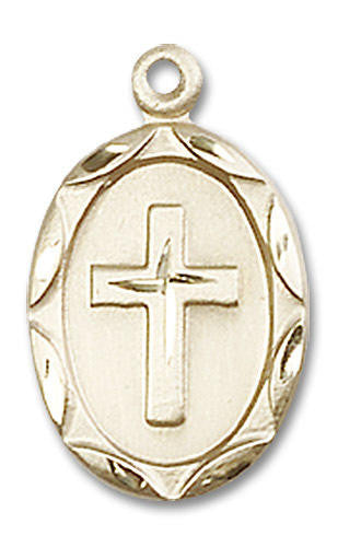Cross Medal - 14kt Gold 3/4 x 3/8 Oval Pendant 0612Y