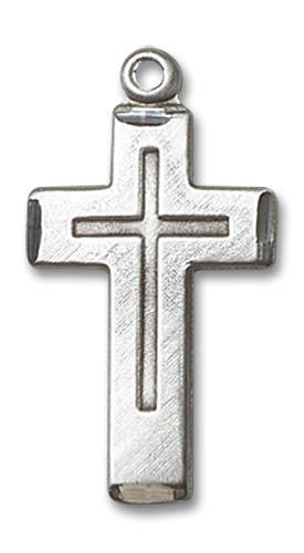 Cross on Cross Pendant - Sterling Silver 7/8 x 1/2 1529SS
