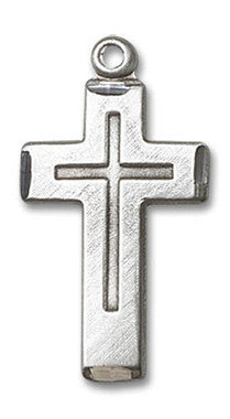 Cross on Cross Pendant - Sterling Silver 7/8" x 1/2" (1529SS)
