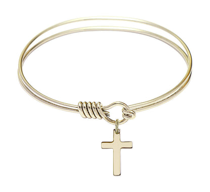 Cross Round Eye Hook Bangle Bracelet - Gold-Filled Charm - 6.25 Inch 0111YGF